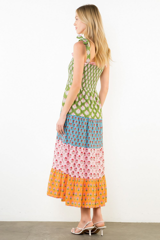 Lola Tie Strap Tiered Maxi Dress - Green