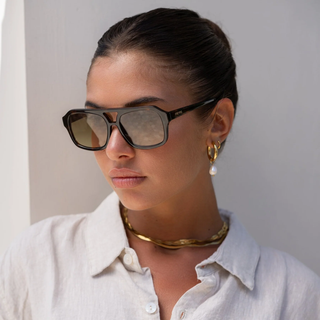Havana Acetate Aviator Sunglasses - Dark Tortoise