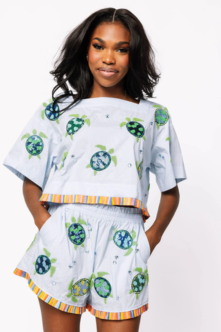 TURTLE FRINGE TIE TOP