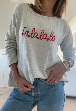 Fa-La-La-La Sweater - Grey