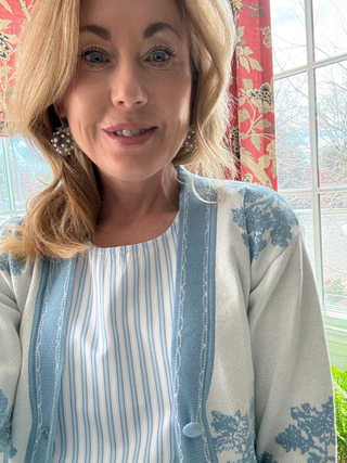 Grasse Cardigan - Blue Toile