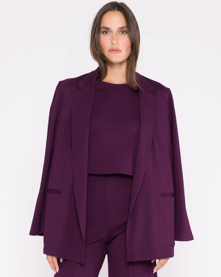 Ponte Knit Oversized Blazer - Plum