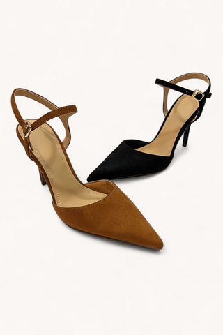 Blade-05 Chic Pointed-Toe Ankle Strap Stiletto - Cognac Suede