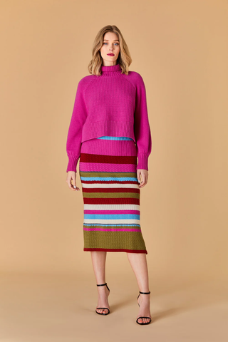 Birdie Knit Skirt - Holiday Stripe