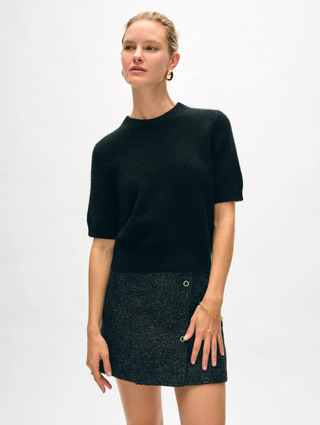 Brushed Cashmere Tee - Black