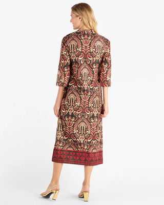 Devon Dress Cotton Voile - Ornate Topiary Espresso Gold