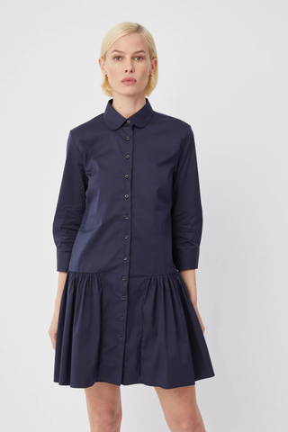 The Drop Waist Shirt Dress - Navy