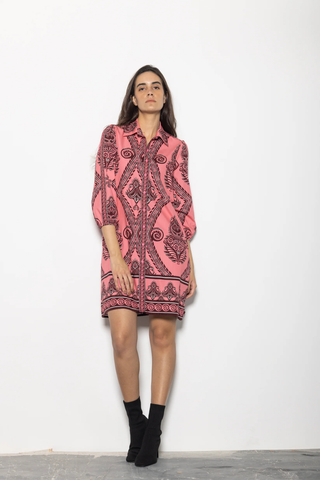 Ava Dress - Salmon Motifs