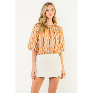 Serena - Short Sleeve Print Flowy Top