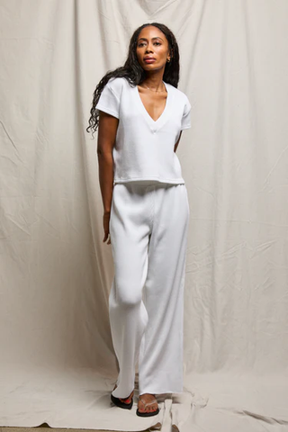 Shane Waffle Pants - White