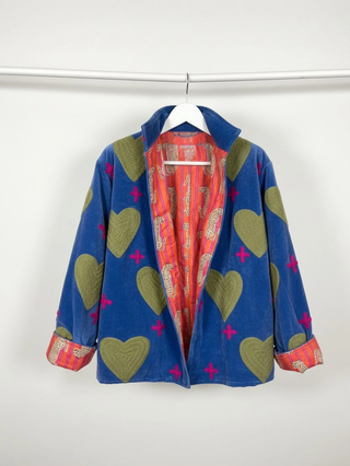 Blue Heart and Cross Velvet Jacket