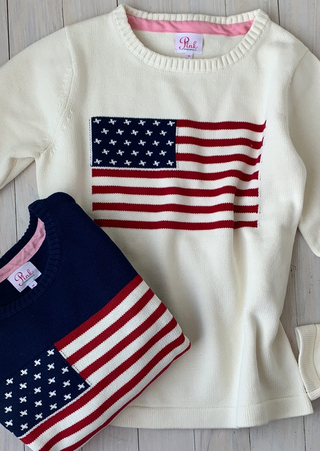 American Flag Sweater - White