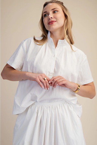 Stand Collar Short Sleeves Shirt