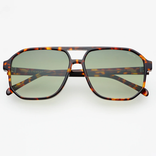 Billie Unisex Aviator Sunglasses - Tortoise / Green