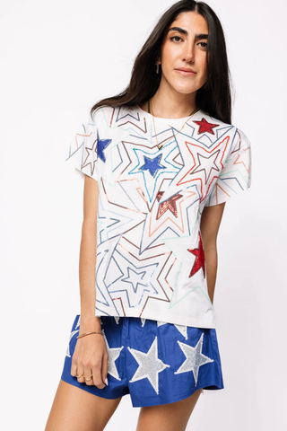 RED, WHITE, AND BLUE GROOVY STAR SHIRT