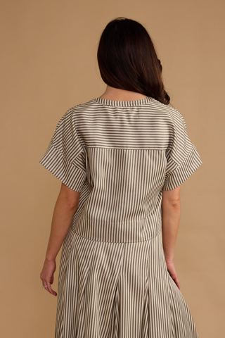 London Top - Olive Grove Stripe