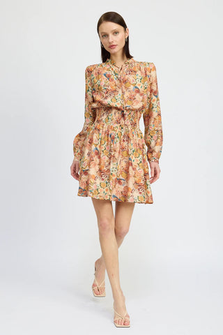 Candela Mini Dress - Rust Orange Multi