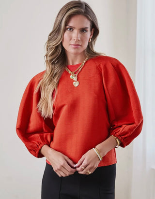 AMBER Textured Fabric Voluminous Sleeve Top