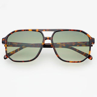 Billie Unisex Aviator Sunglasses - Tortoise / Green