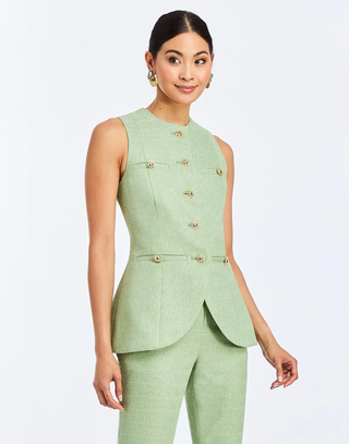Claudia Vest Top - Jade Tweed