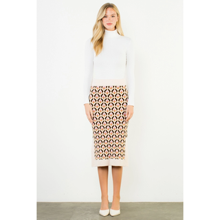 Jackie - Geometric Jacquard Knit Midi Skirt