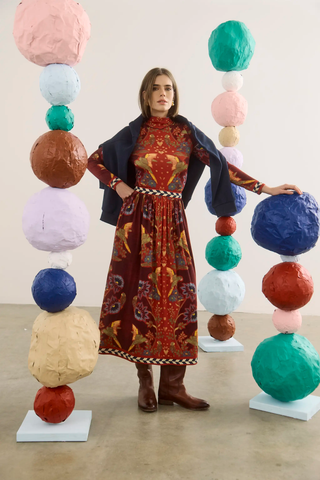 Wimberly Skirt - Birds of a Feather Maroon