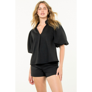 FALLON - Puff Sleeve V-Neck Top