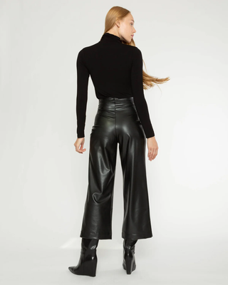 Cropped Vegan Leather Straight Leg Pant