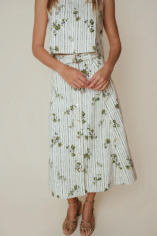 Haven Skirt - Pinstripe Floral