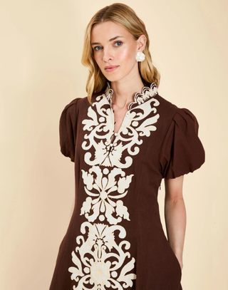 Flavia Barong Mini Dress - Chocolate