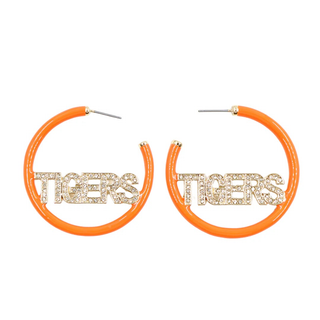 Tigers Orange Pave Hoop Earrings