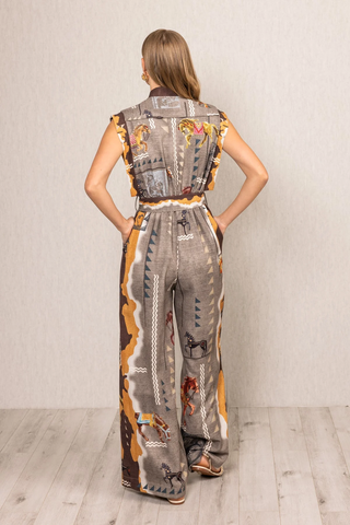 Mirage Belted Jumpsuit - Grey Multi