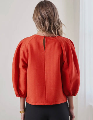 AMBER Textured Fabric Voluminous Sleeve Top