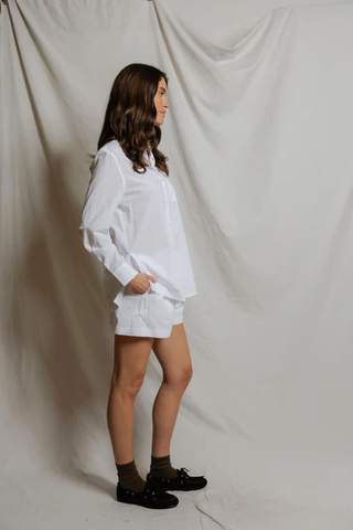 Avalon Cotton Poplin Slim Fit Button Down - White