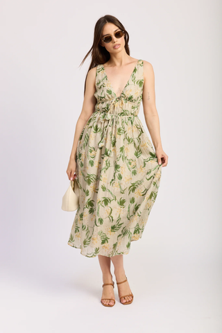 linden maxi dress - sage emerald yellow