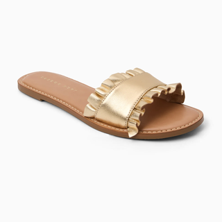Rozette Ruffle Slide - Gold