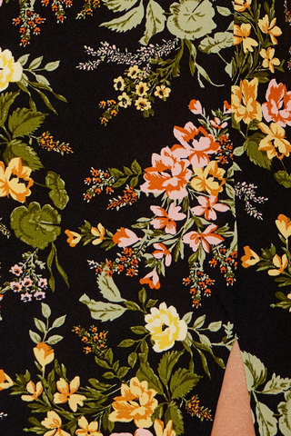 Night Bloom Floral Midi Dress - Black Multi