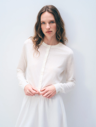 Linen Blend Cardigan - White