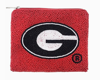 Georgia Bulldog Red Beaded Pouch