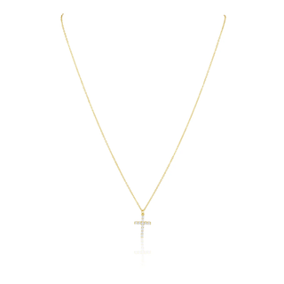 Classic CZ Cross Necklace - Gold