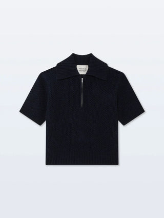 CASHMERE MESH POLO - NAVY