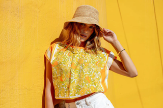 Cammie Top - Orange Blossom Print