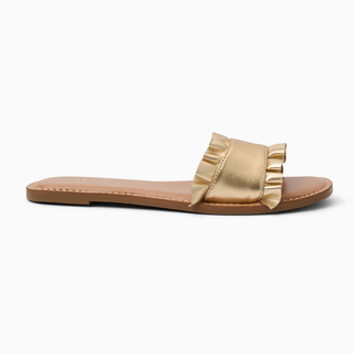 Rozette Ruffle Slide - Gold