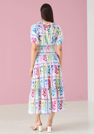FRIDA SKIRT- WHITE MULTI FLORAL STAMP