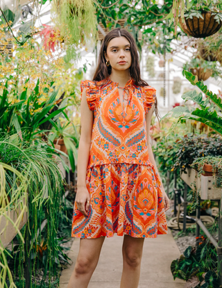 Edith Dress - Jupiter Orange Print