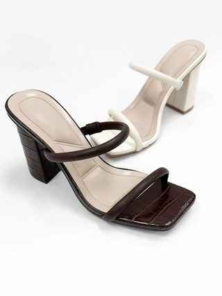 Chicago Squate-Toe Thine Double Strap Mule Heel