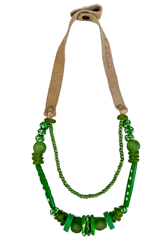 Slim Seed Choker Necklace - Green