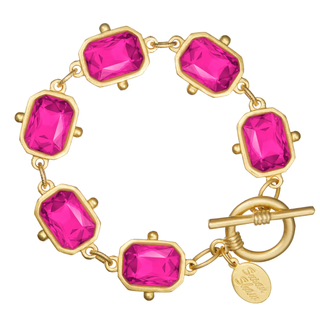 Hot Pink Rectangle Crystal Bracelet