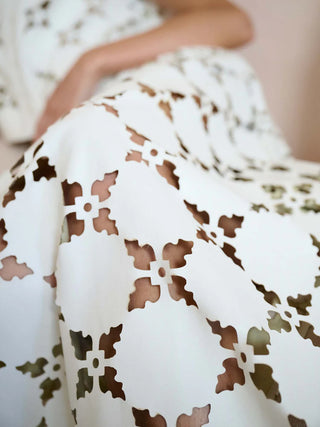 Elizabeth Skirt - White Laser Cut Leather