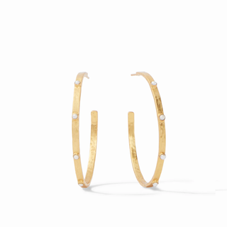 Crescent Stone Hoop - Pearl - L